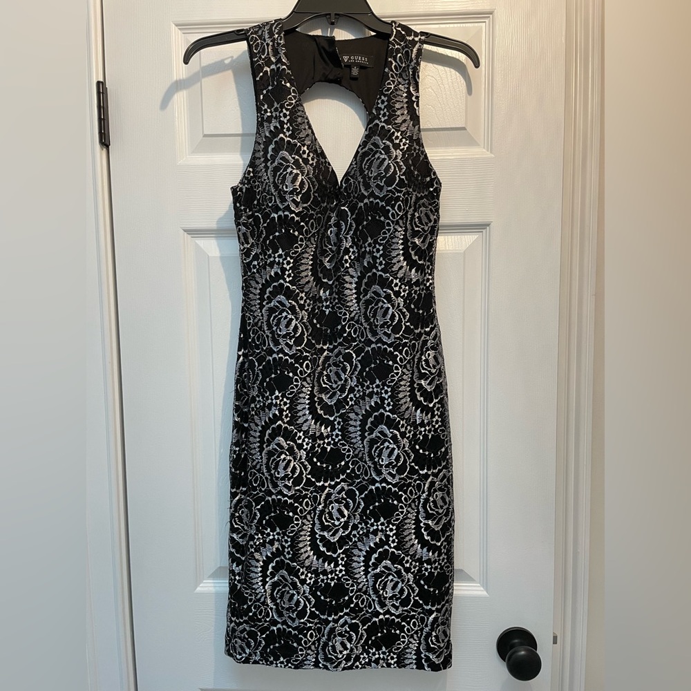 Black and silver cocktail dress, Size 4